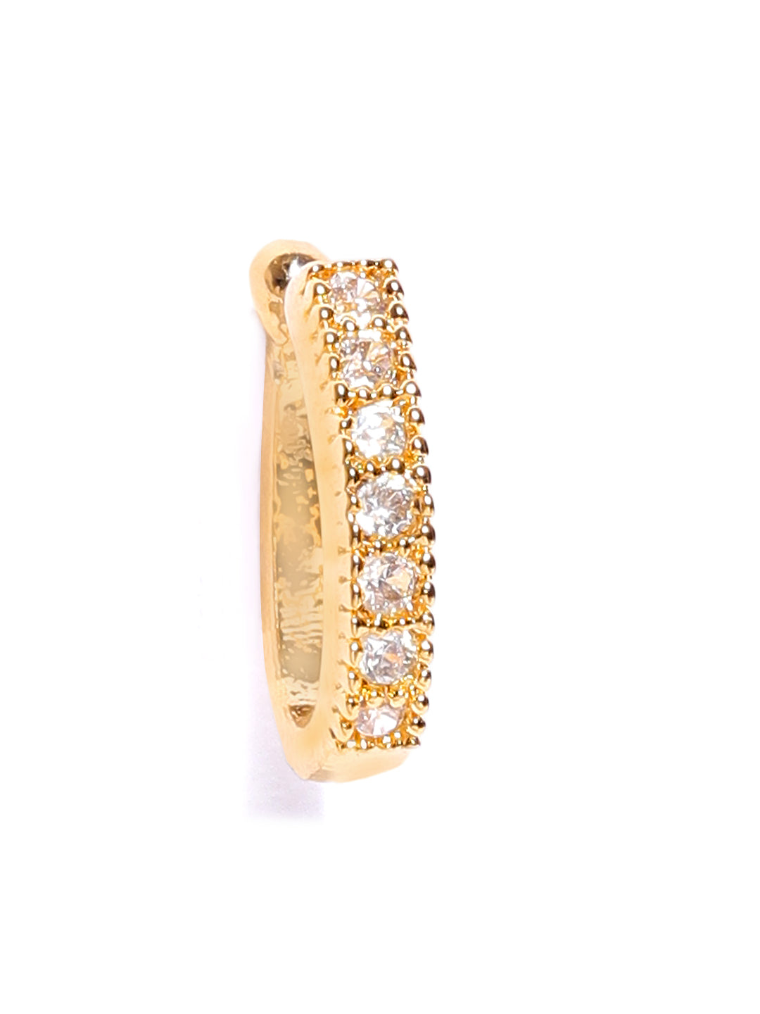 Gold-Toned & White CZ Studded Designer Clip-On Nose Pin For Women ...