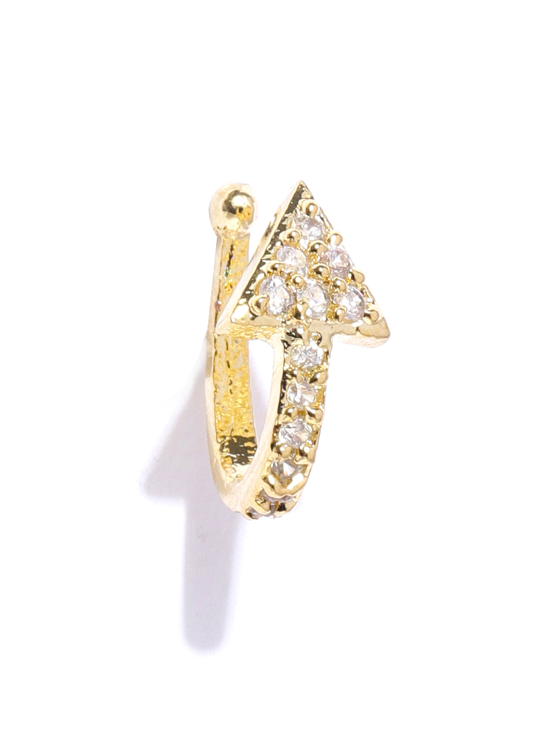 Women Gold-Plated & White Stone-Studded Nose Pin