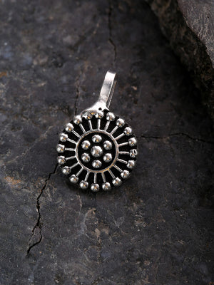 Oxidised Silver-Toned Tribal Round Shape Free Size Clip-On Nosepin