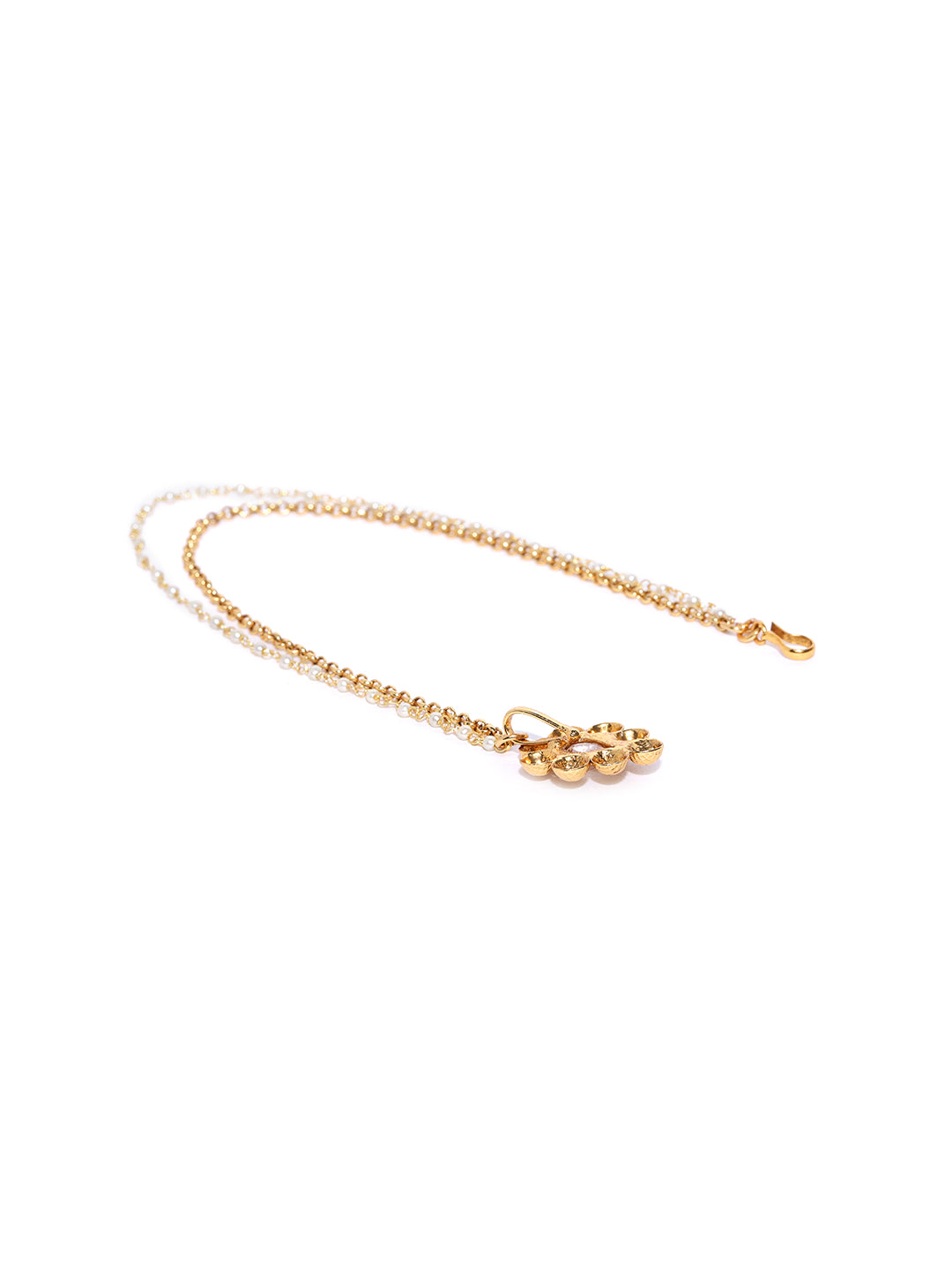 Gold-Plated Studded Dual Chain Nath/Nose Ring