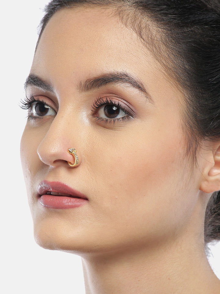 Gold Plated American Diamond Studded Nose Ring