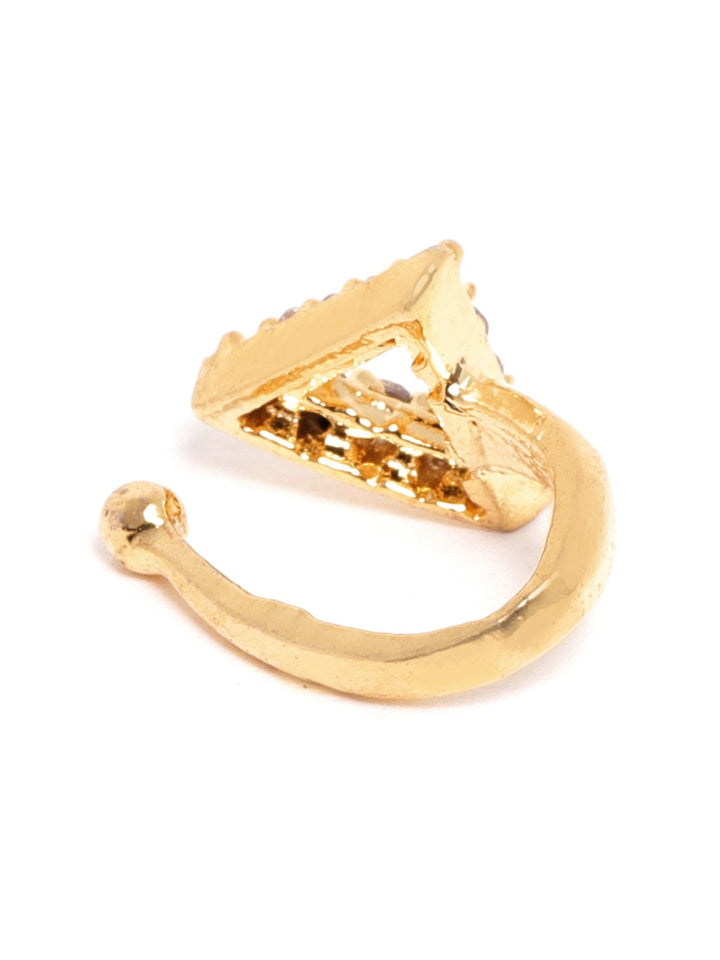 Gold Plated Triangle Shaped AD Studded Nose Ring