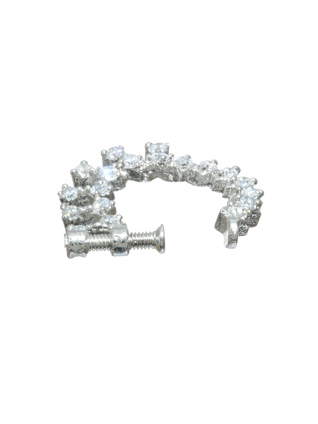 Priyaasi Elegant American Diamond Silver Plated Nose Ring