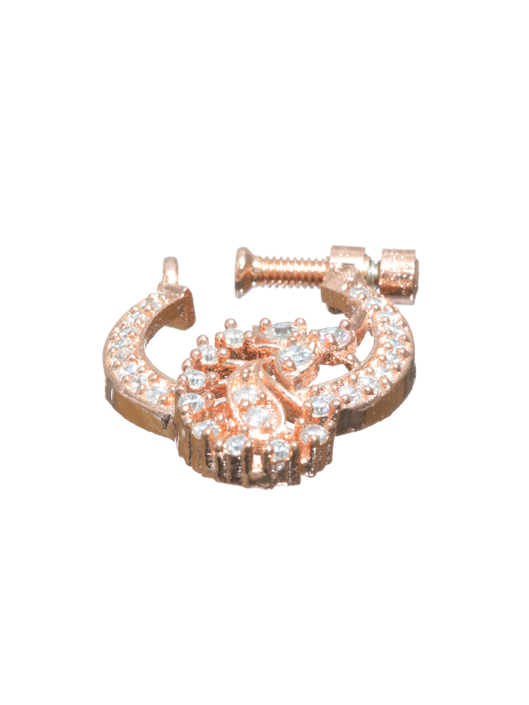 Priyaasi Floral American Diamond Rose Gold Plated Nose Ring