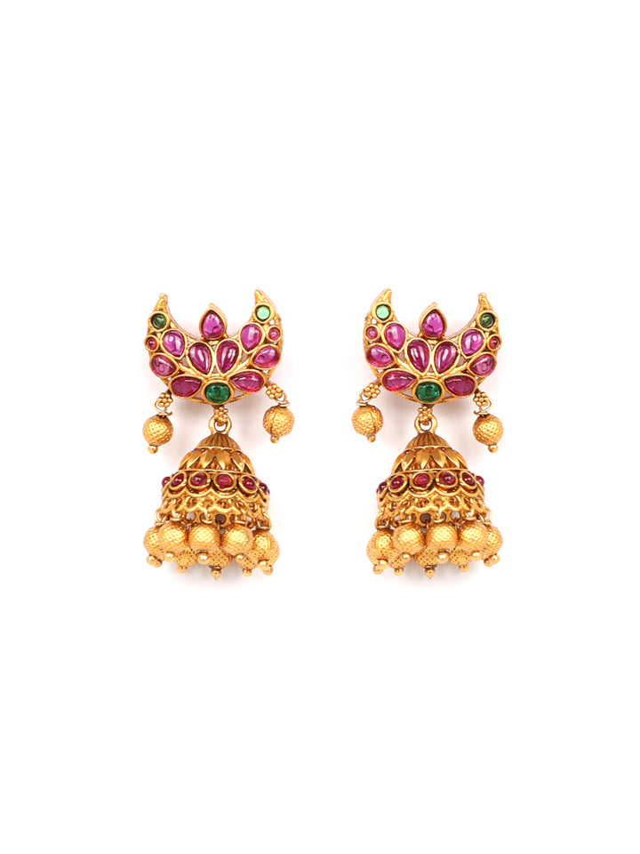 Kemp Stones Pearls Gold Plated Crescent Jewellery Set – Priyaasi