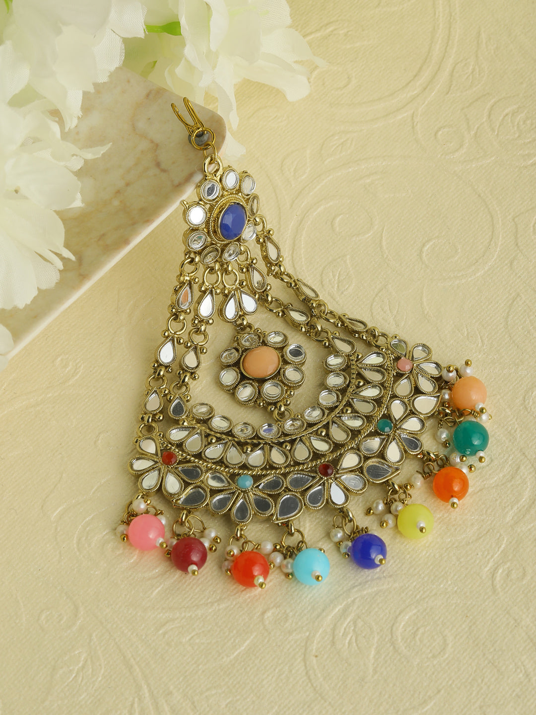 Multi Coloured Gold Plated Floral Pasa