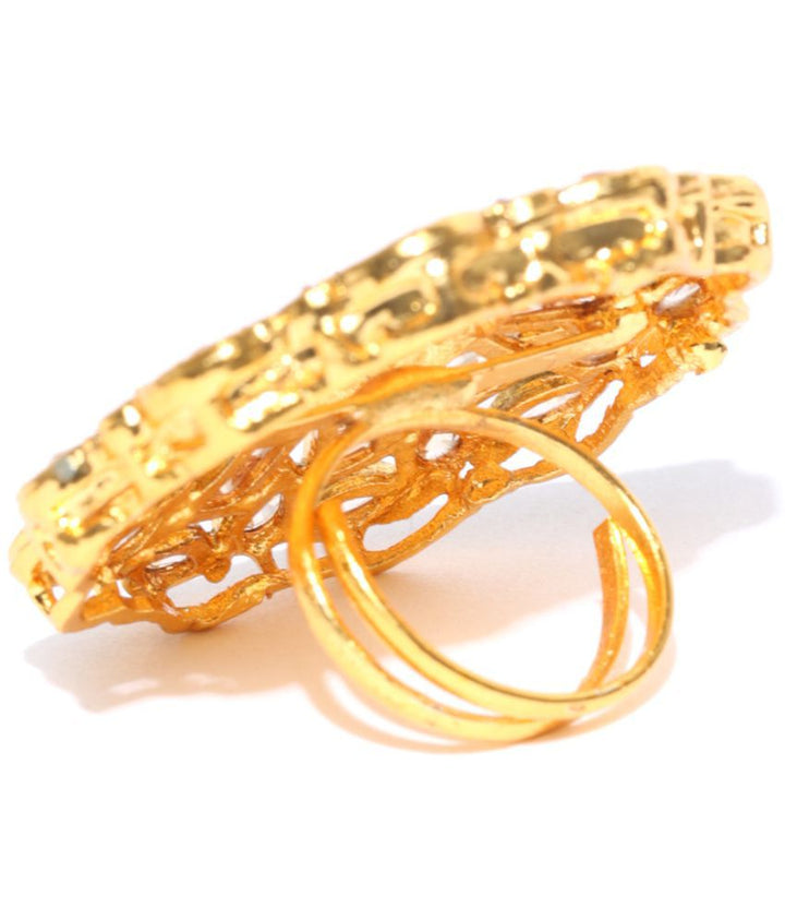 Gold Plated Kundan Statement Ring