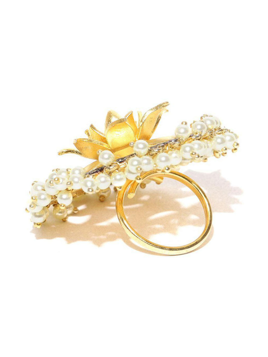 Lotus Inspired Pearl Statement Ring