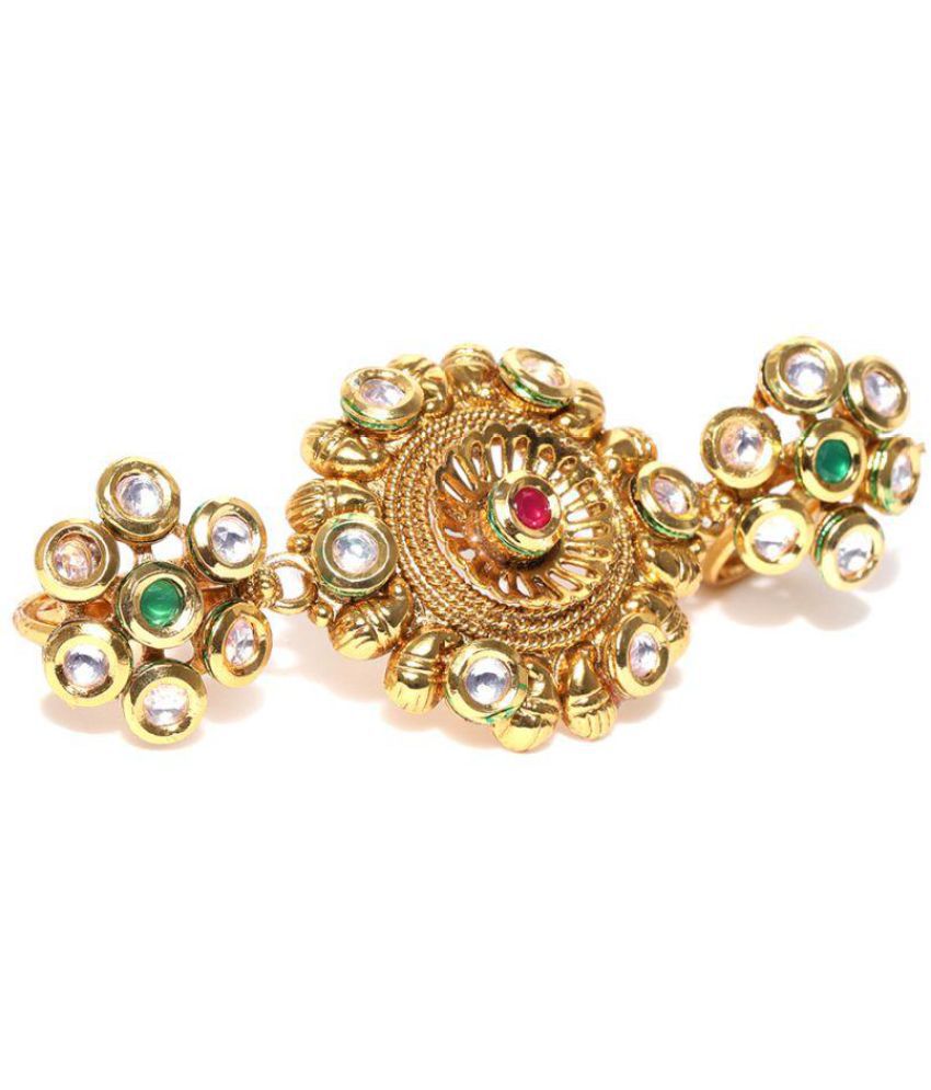 Gold Plated Kundan Double Ring