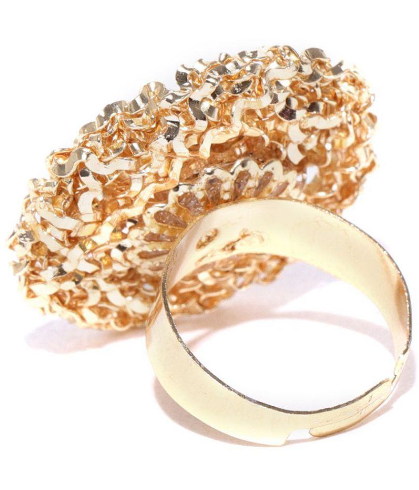 Gold-Plated Kundan Studded Adjustable Ring