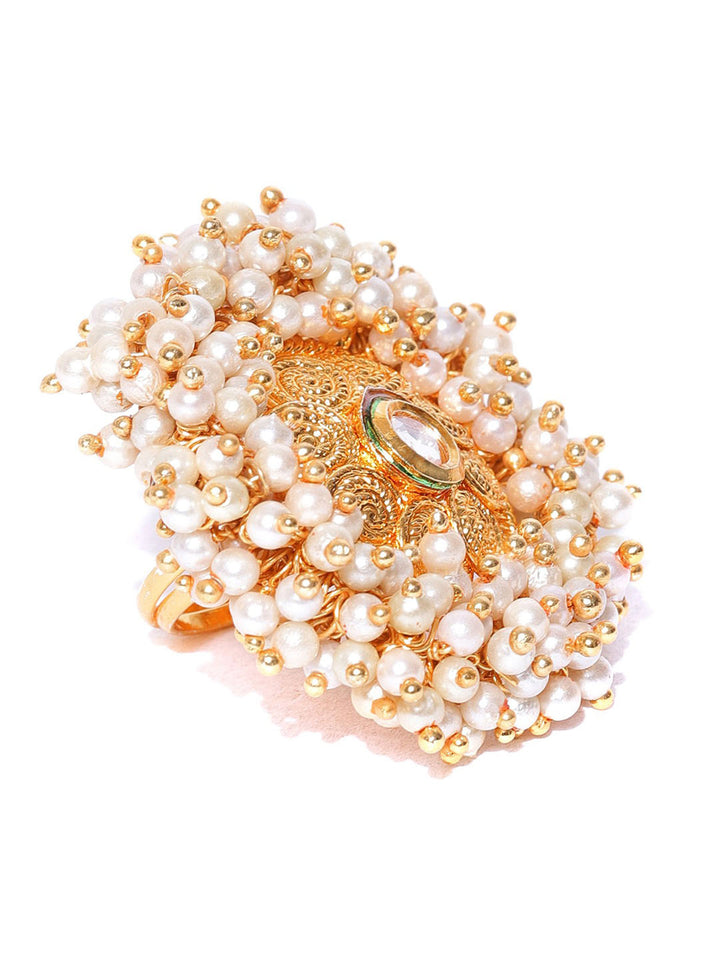Gold Plated Pearl Ring For Women And Girls