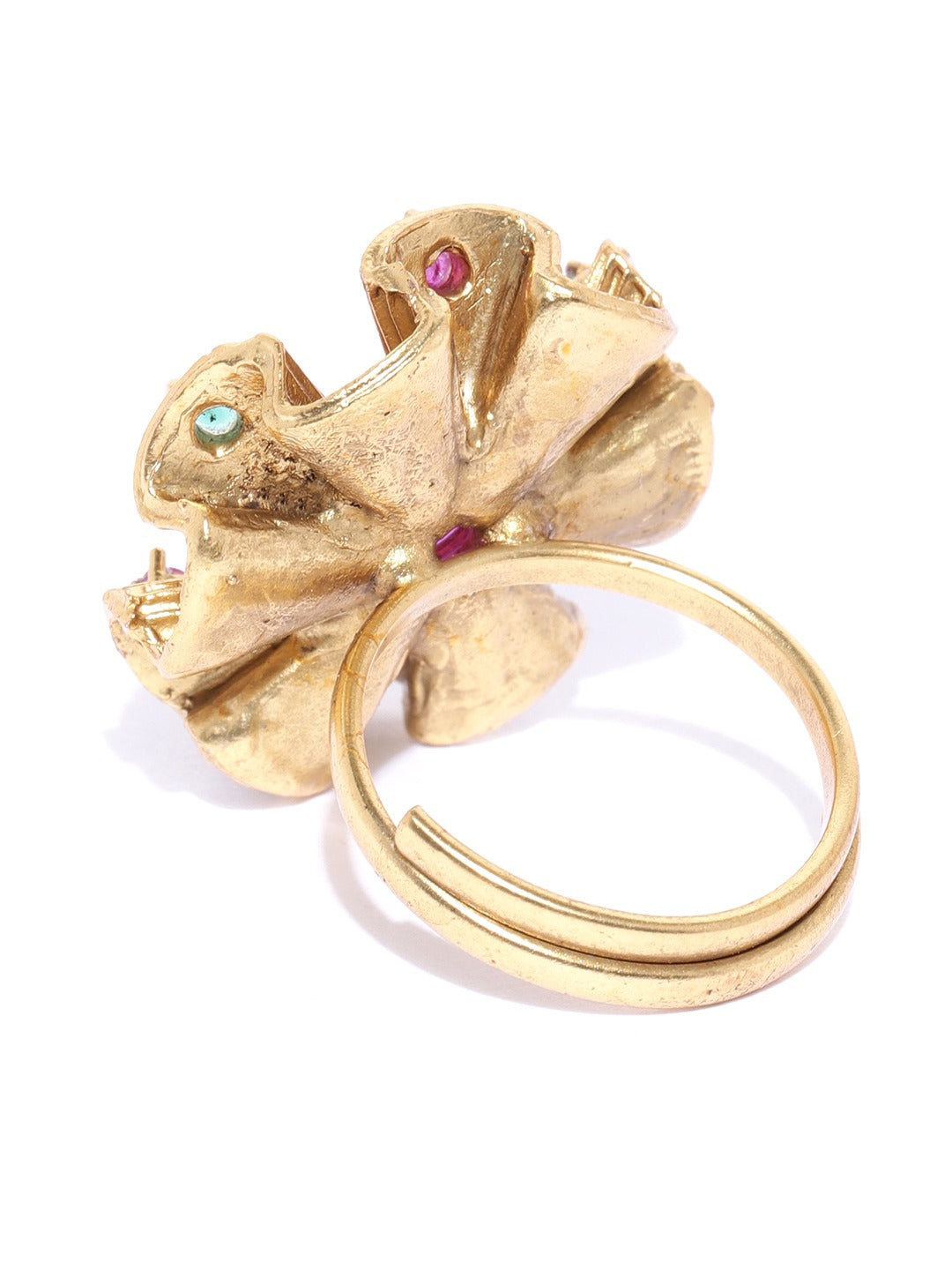 Gold-Plated Peacock Inspired Multicolor Ring
