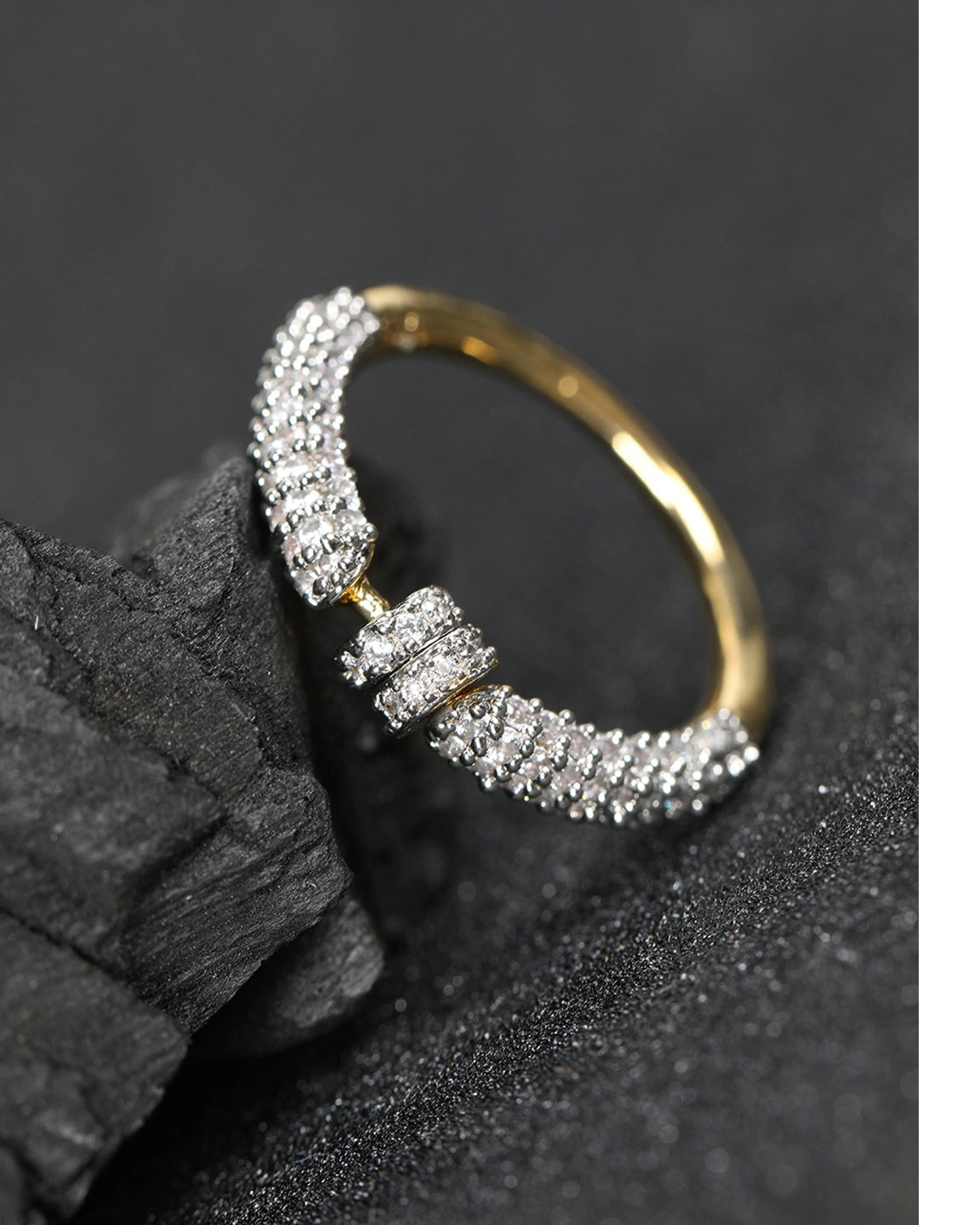 Gold Plated AD Studded Off White Finger Ring – Priyaasi