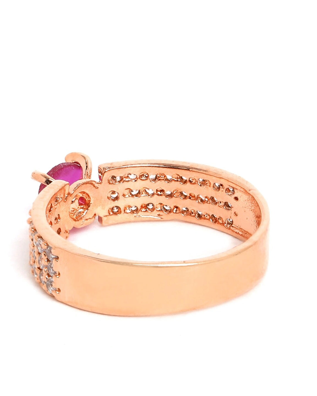 Rose Gold Plated Ruby & AD Studded Finger Ring