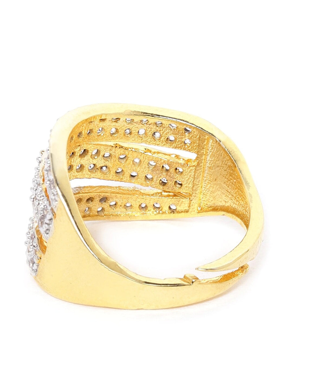 Gold Plated AD Studded Handcrafted Adjustable Ring