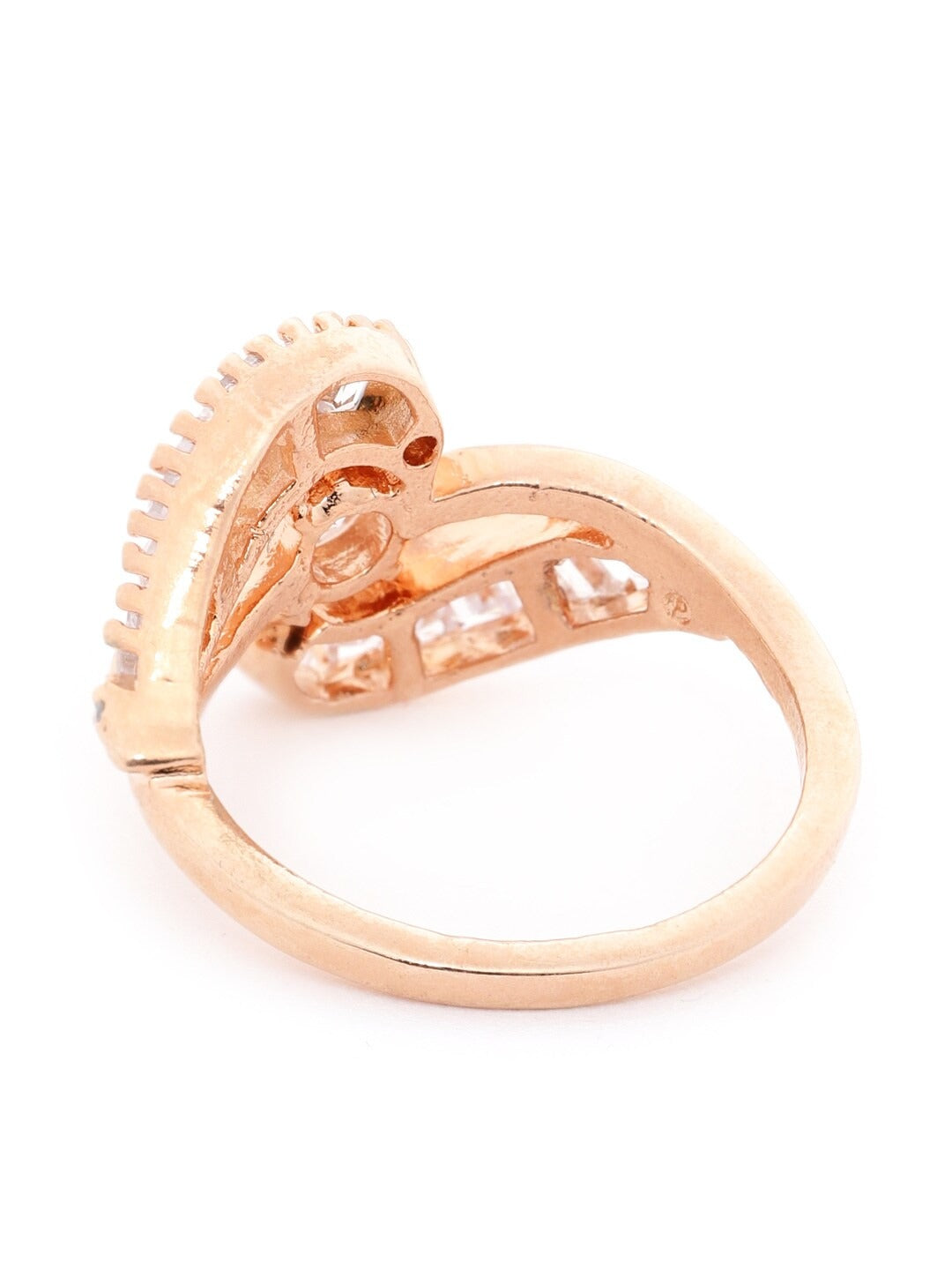 Rose Gold Plated Cubic Zirconia Studded Handcrafted Finger Ring
