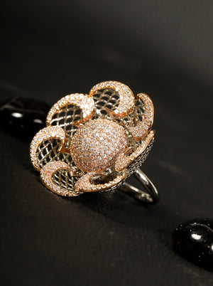 Rose Gold-Plated Stone-Studded Handcrafted Finger Ring