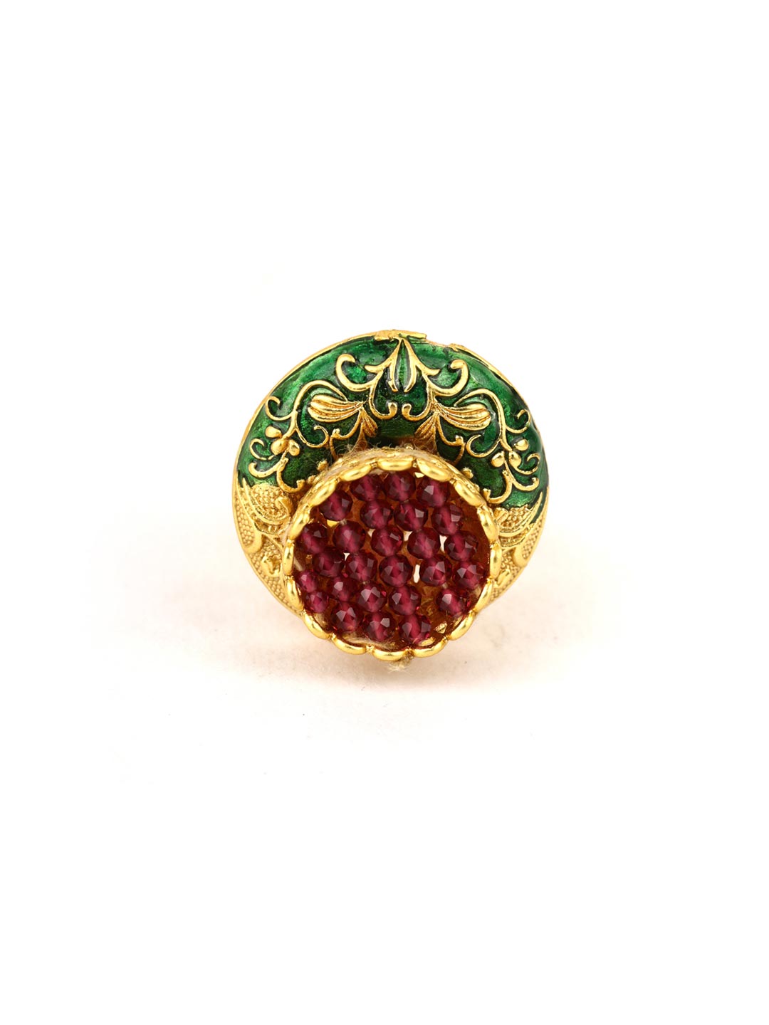 Green Ruby Gold Plated Ring