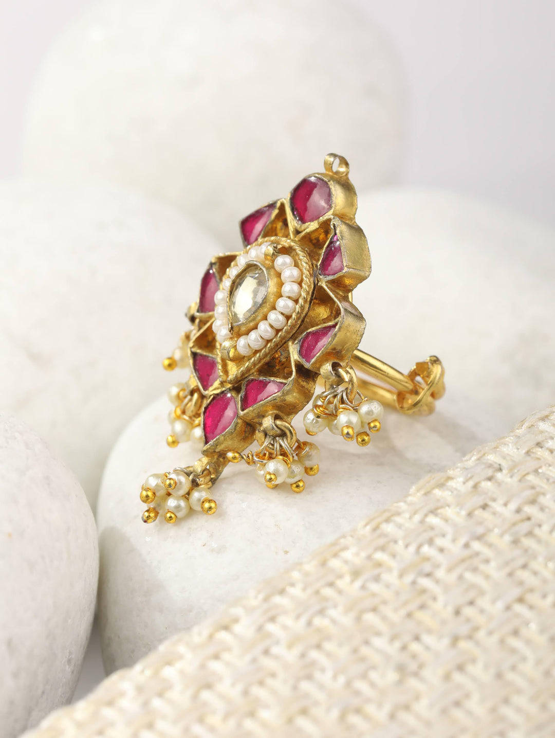 Ruby American Diamond Gold Plated Ring