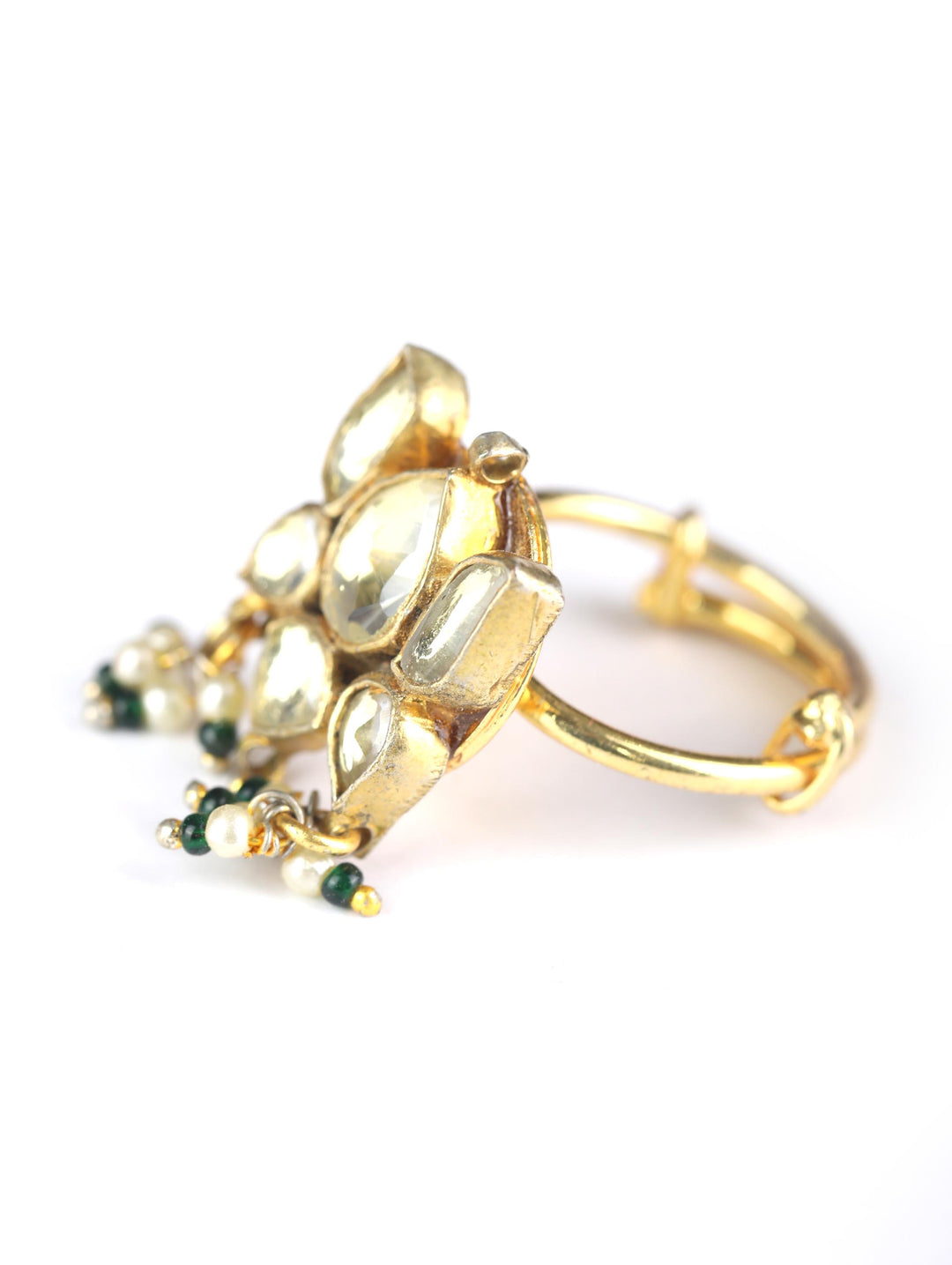 Green Pachi Kundan Gold Plated Ring