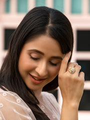Contemporary Mint Green American Diamond Rose Gold Ring