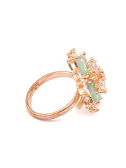 Contemporary Mint Green American Diamond Rose Gold Ring
