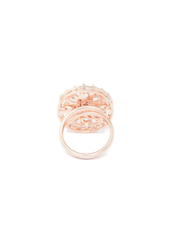 Blooming Flower American Diamond Rose Gold Ring