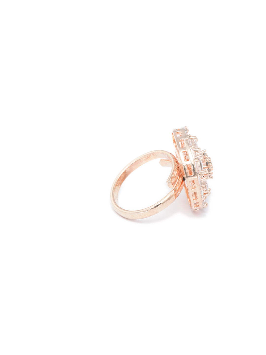 Blooming Flower American Diamond Rose Gold Ring