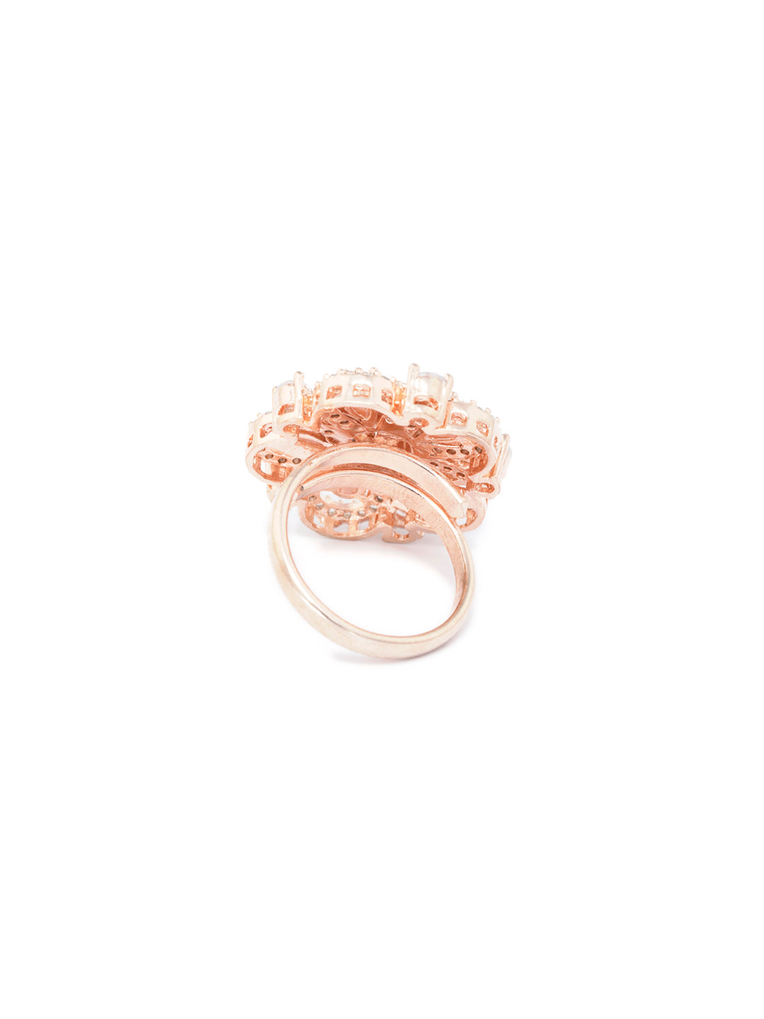 Pink Floral American Diamond Rose Gold Ring