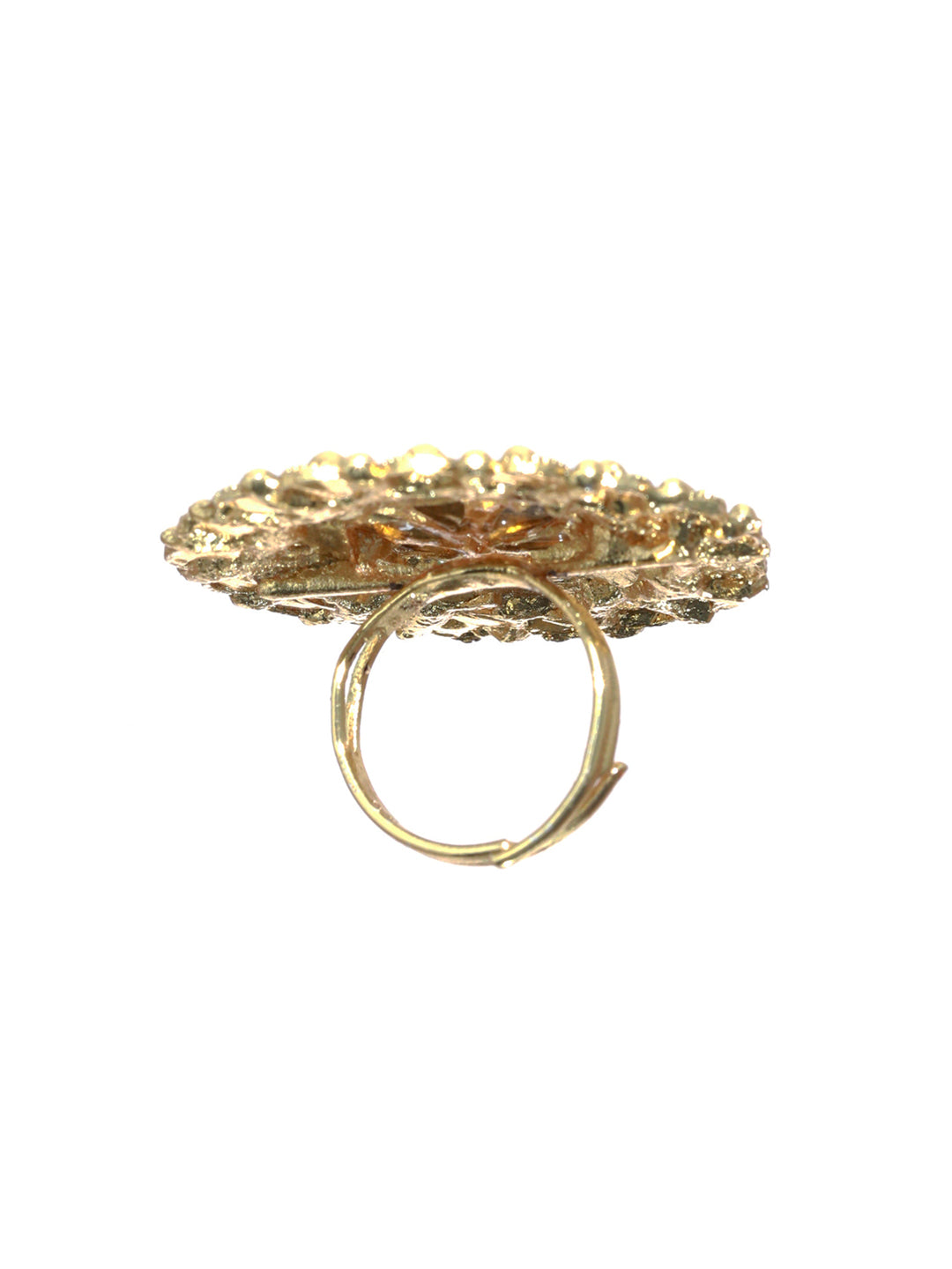 Priyaasi Gold Plated Green Meenakari Floral Ring
