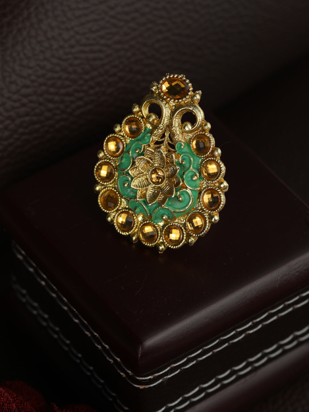 Set of 3 floral Gold Plated meenakari ring – Silvermerc Designs