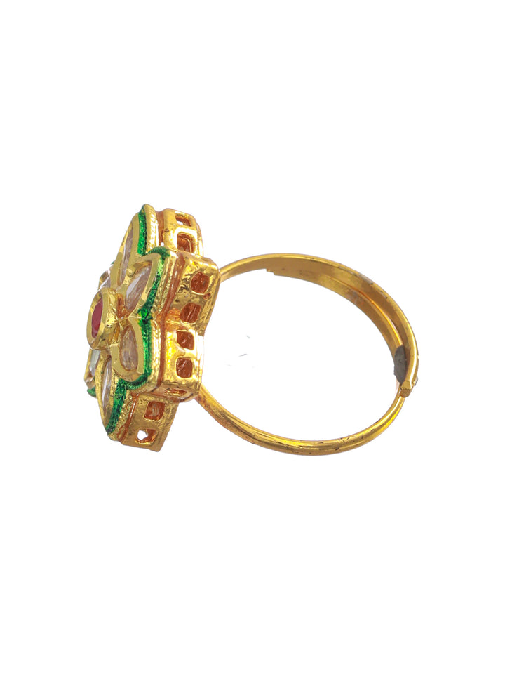 Priyaasi Multicolor Flower Gold Plated Ring
