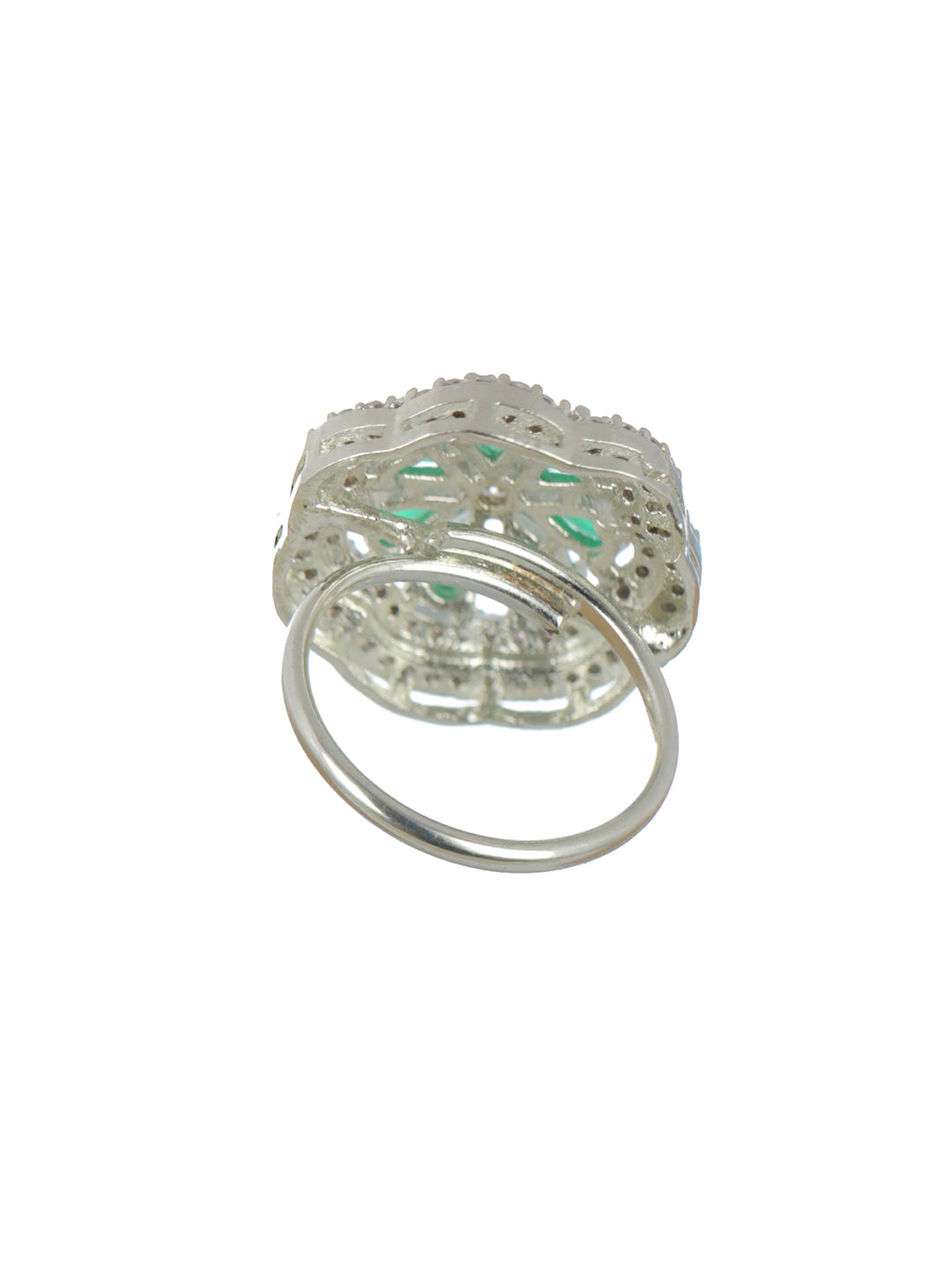 Priyaasi Elegant Green Floral Rose Gold-Plated Ring