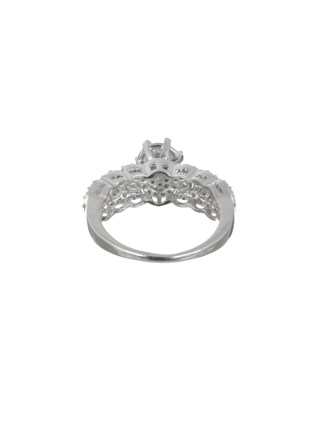 Priyaasi Solitaire American Diamond Silver-Plated Ring