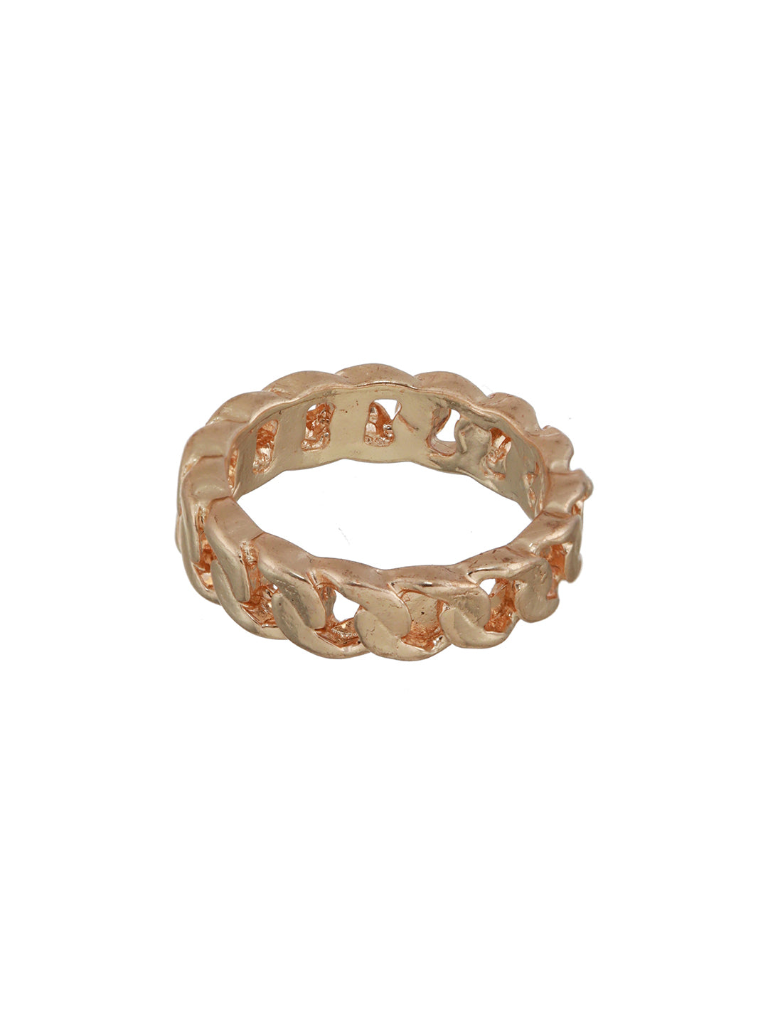 Stylish Link Design Rose Gold-Plated Ring