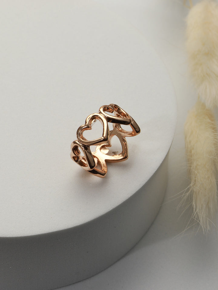 Tiny Heart Link Rose Gold-Plated Ring