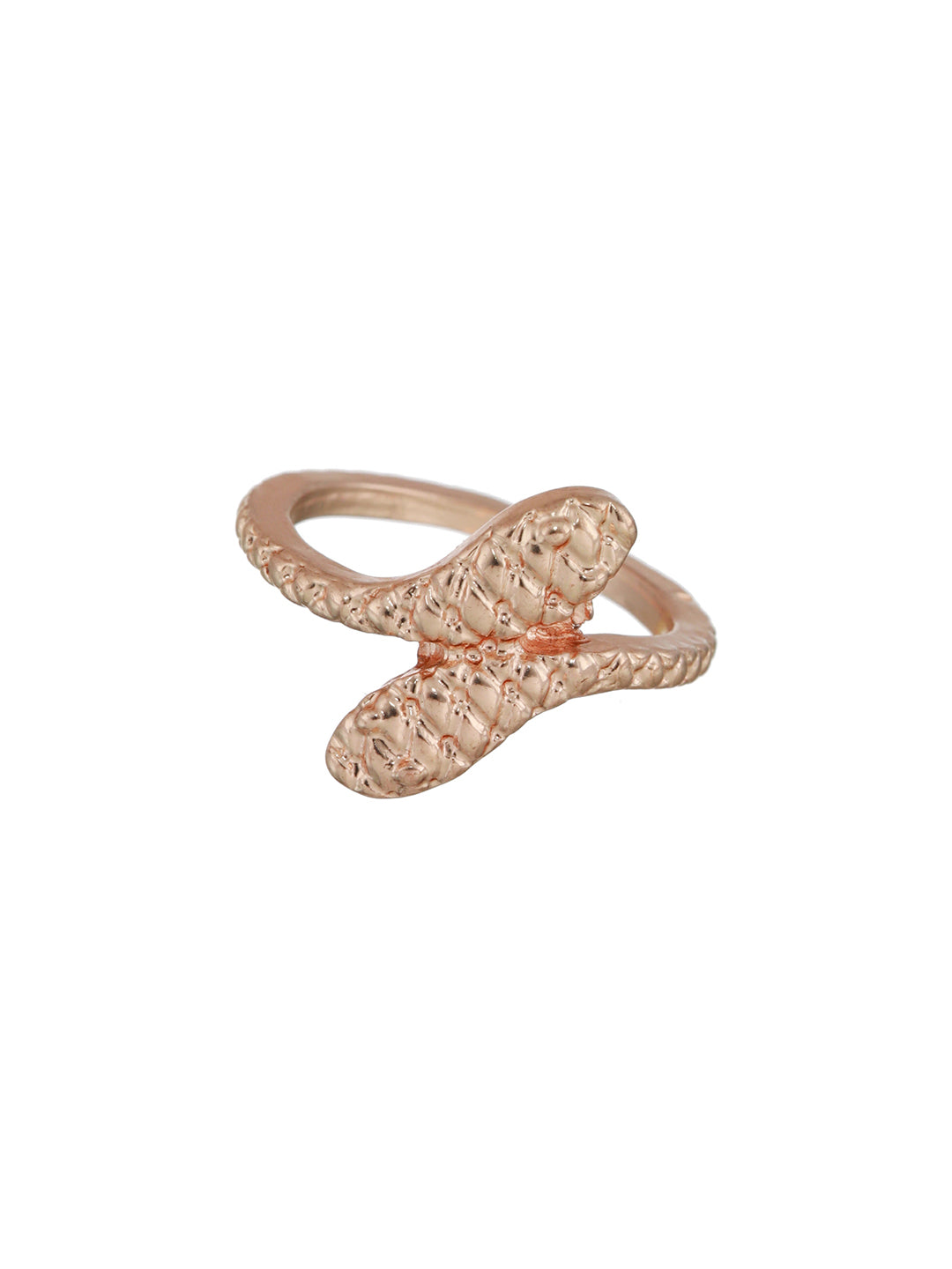 Leaf Design Textured Rose Gold-Plated Ring