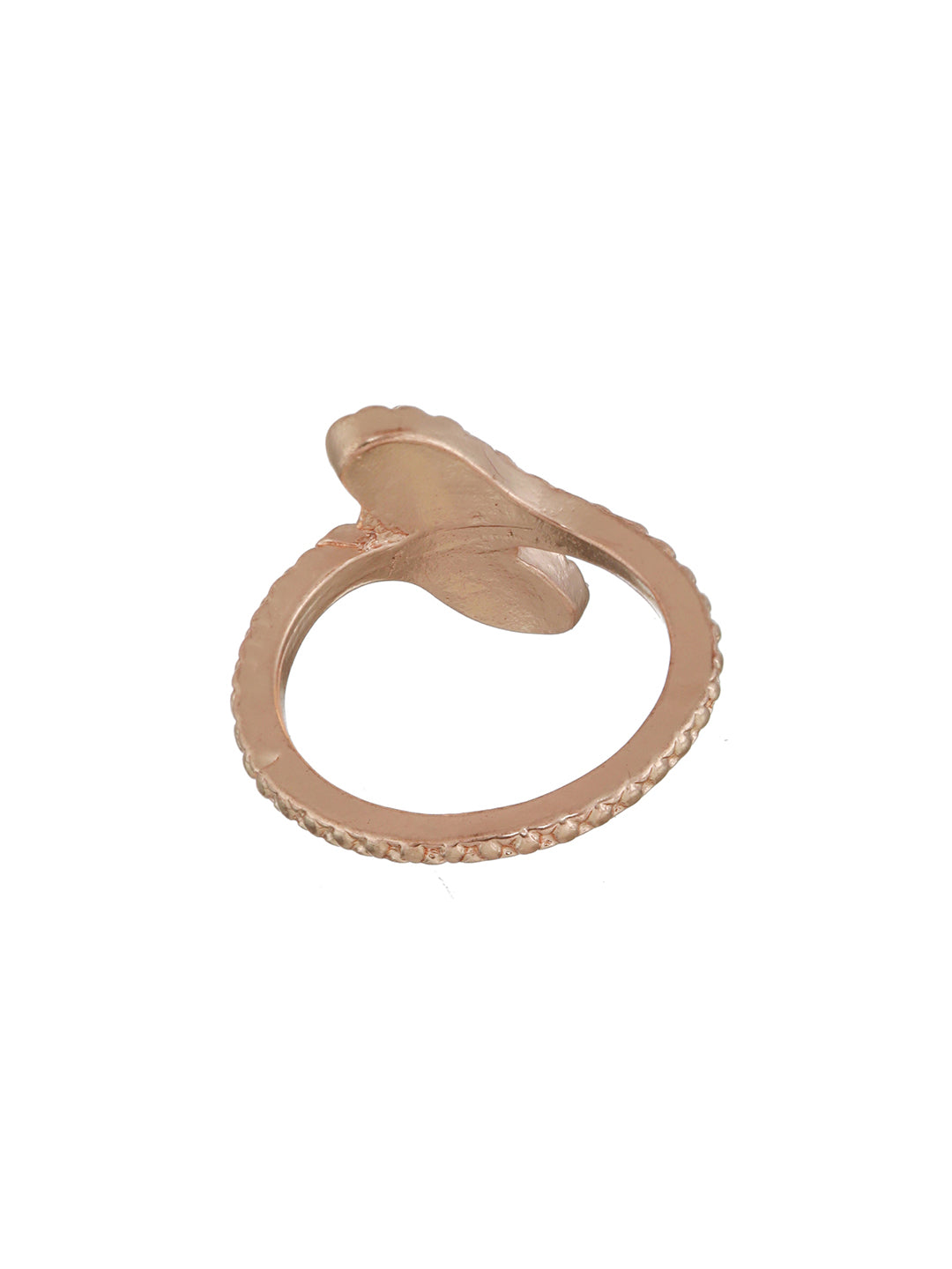 Leaf Design Textured Rose Gold-Plated Ring