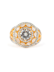 Solitaire Style American Diamond Studded Gold-Plated Ring