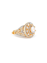 Solitaire Style American Diamond Studded Gold-Plated Ring