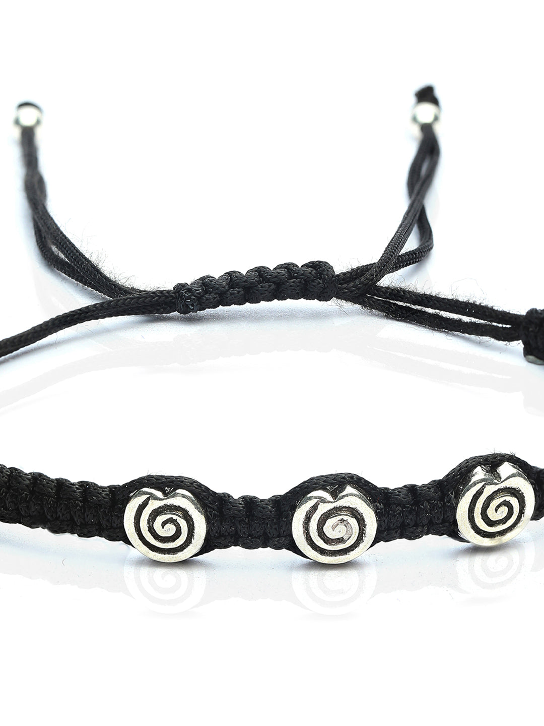 Sterling Silver Rose Black Thread Anklet & Bracelet