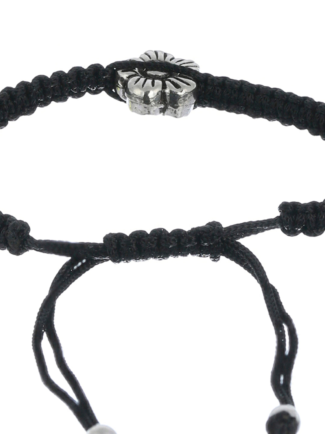 Sterling Silver Floral Black Thread Anklet/Bracelet