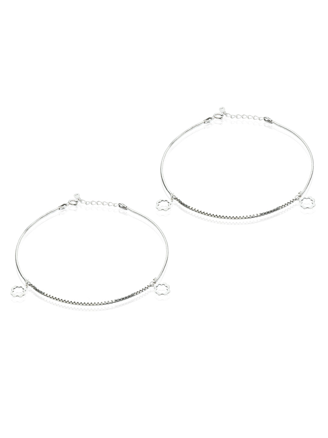 Classic Plain Chain Sterling Silver Anklets