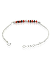 Sterling Silver Red & Black Beaded Bracelet