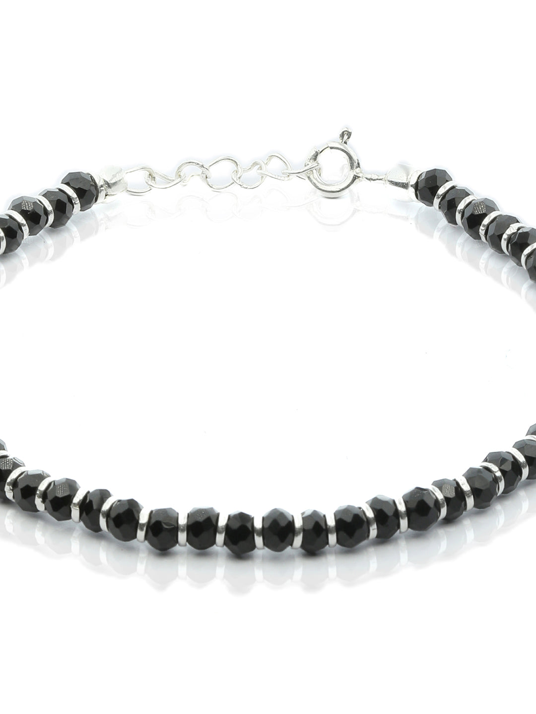Black beads silver bracelet for kids (PAIR) | VARA