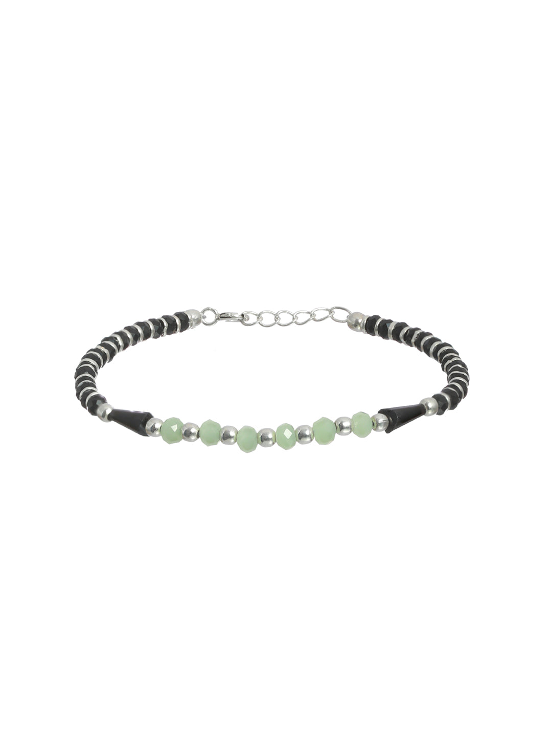 Green and Black Stones Sterling Silver Bracelet
