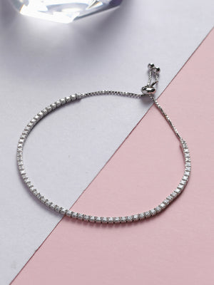 Sheer by Priyaasi Minimal American Diamond Sterling Silver Link Bracelet
