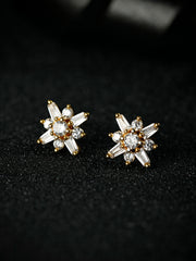 Sterling Silver Floral Gold Plated Studs