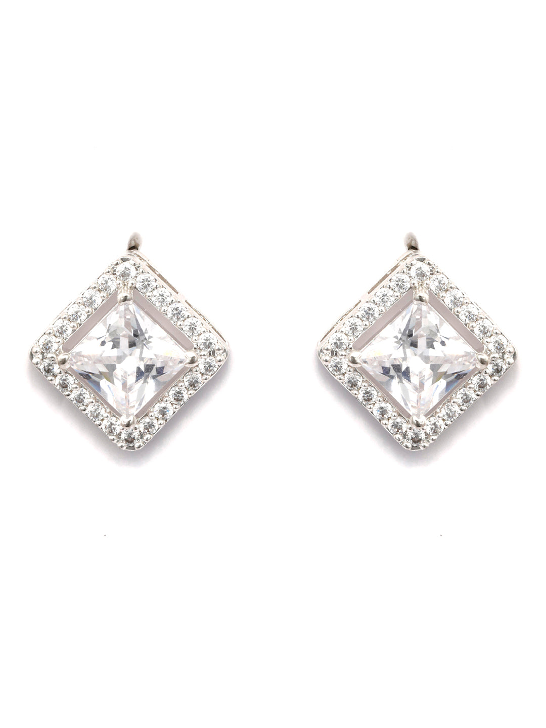 Sterling Silver Square Cubic Zirconia Studs