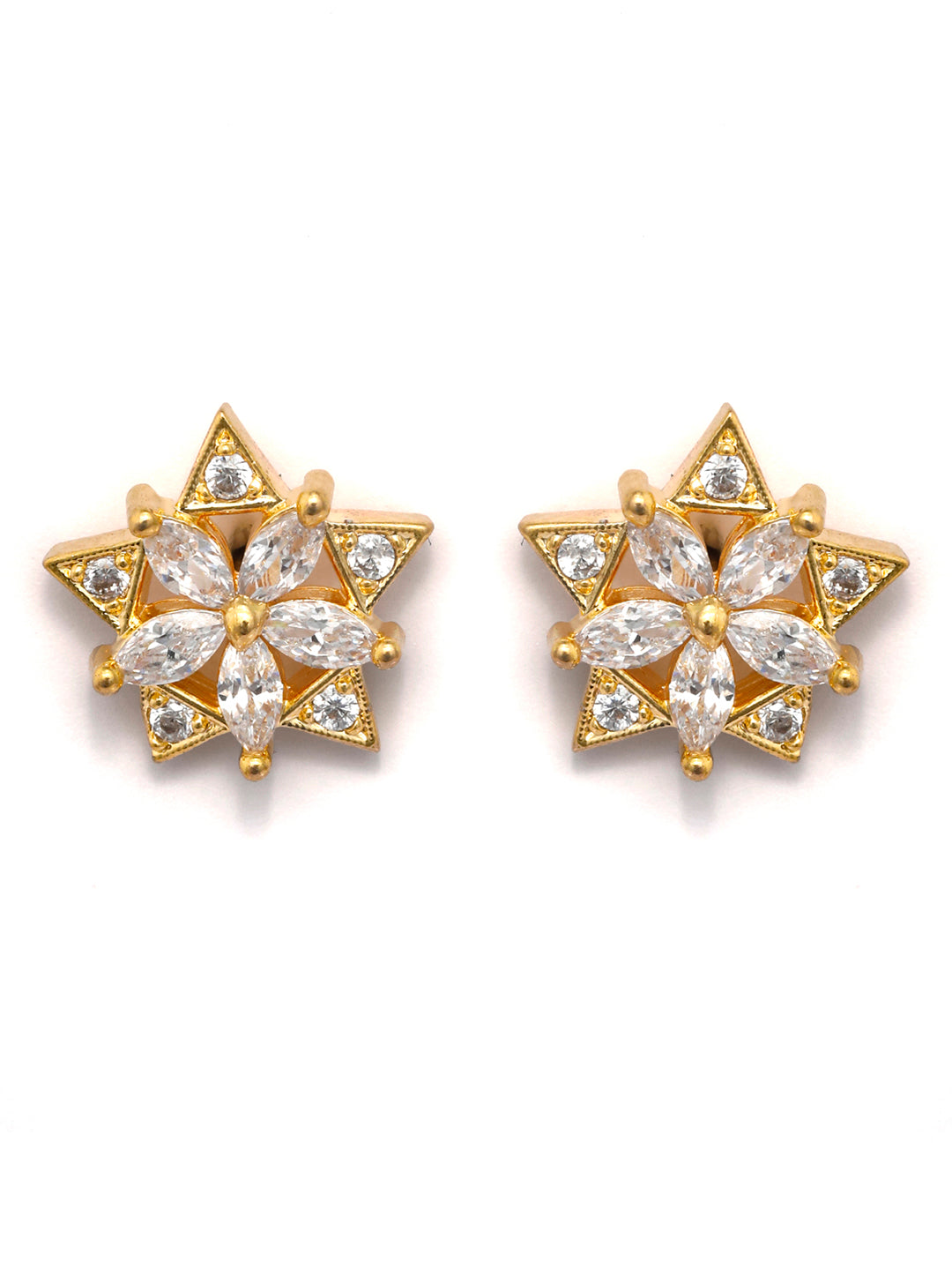 Sterling Silver Floral Gold Plated Studs